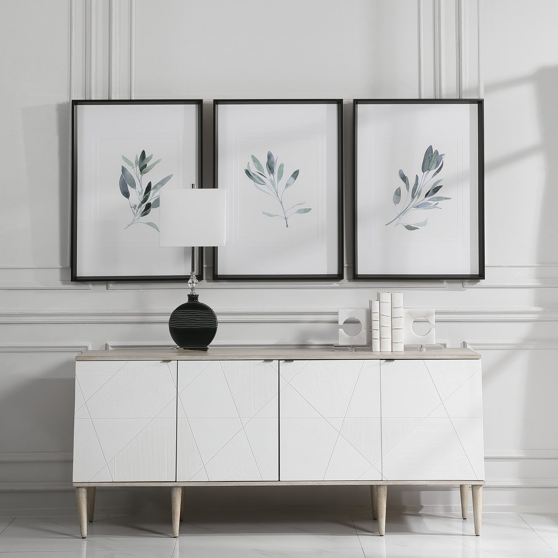 Simple Sage Watercolor Prints by Uttermost in multi. Made from plastic, glass, paper in a transitional style.