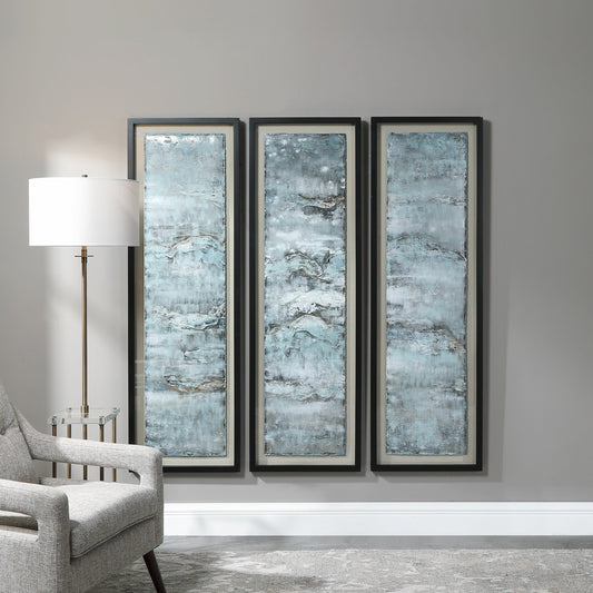 Ocean Swell Painted Art by Uttermost in multi. Made from iron, pine, mdf, glass, acrylic in a coastal style.