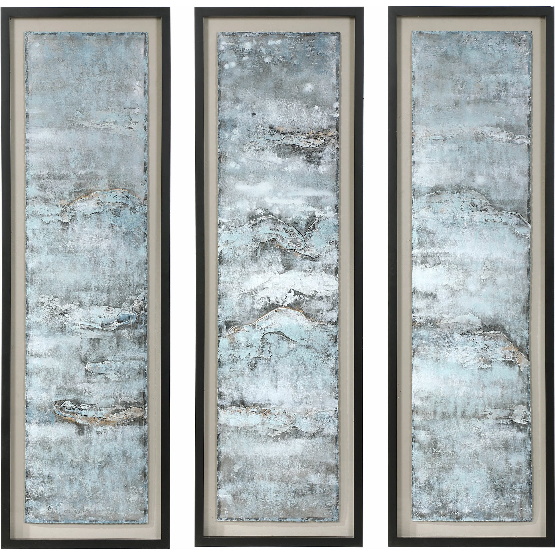 Ocean Swell Painted Art by Uttermost in multi. Made from iron, pine, mdf, glass, acrylic in a coastal style.