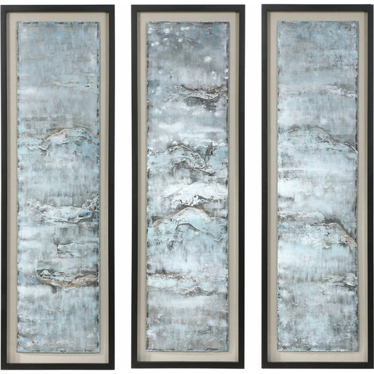 Ocean Swell Painted Art by Uttermost in multi. Made from iron, pine, mdf, glass, acrylic in a coastal style.
