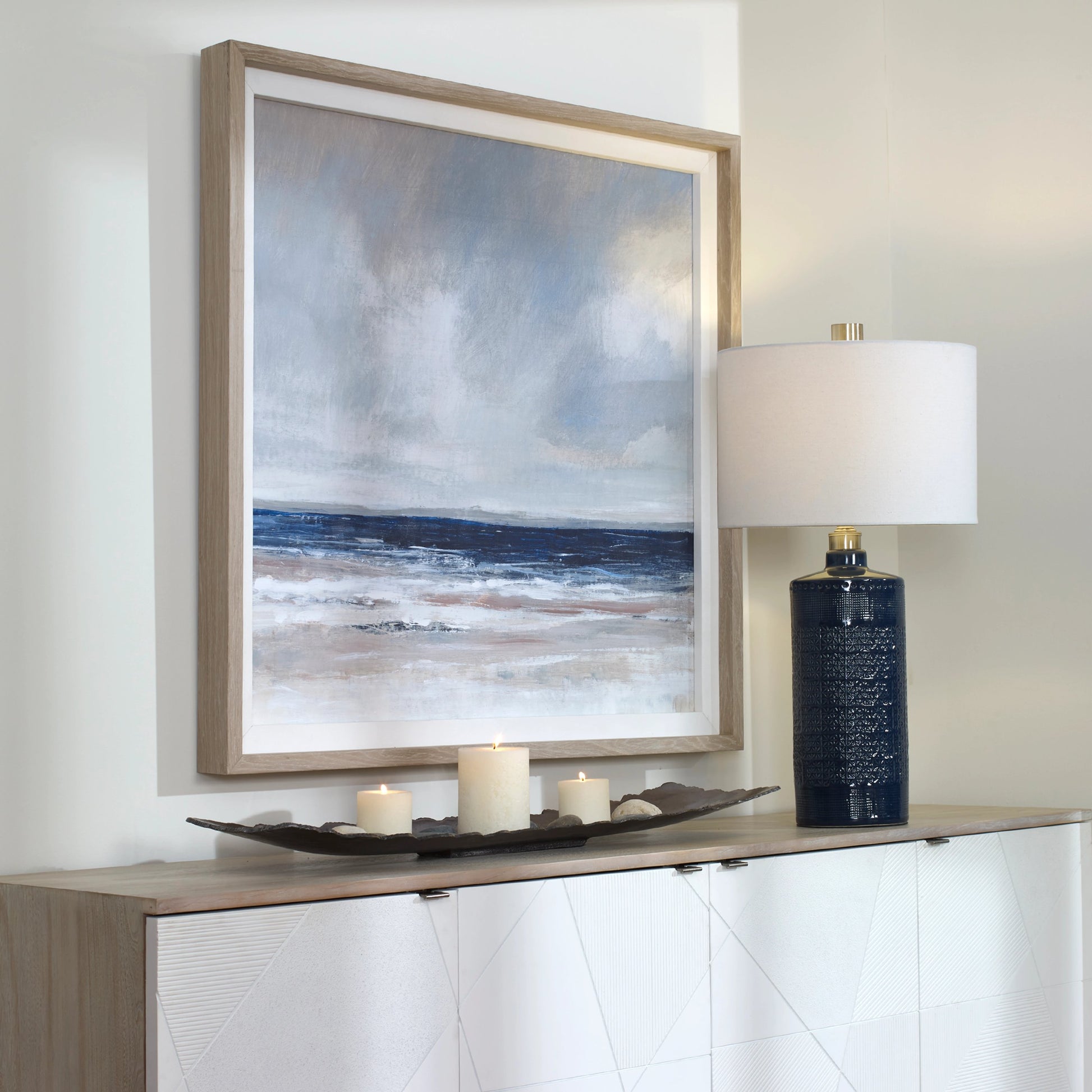 Distant Land Framed Print by Uttermost in multi. Made from pine, mdf, veneer, linen in a coastal style.