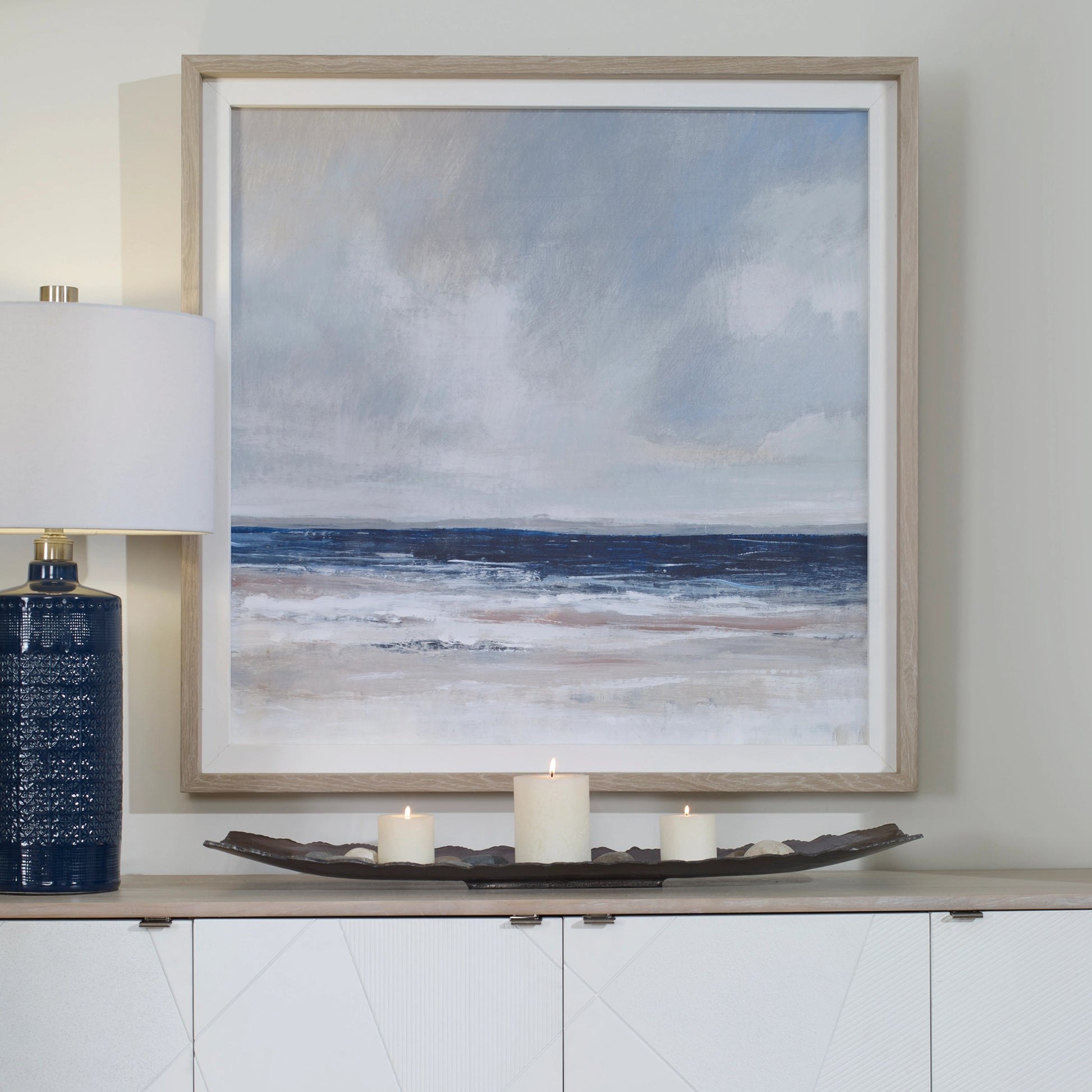 Distant Land Framed Print by Uttermost in multi. Made from pine, mdf, veneer, linen in a coastal style.