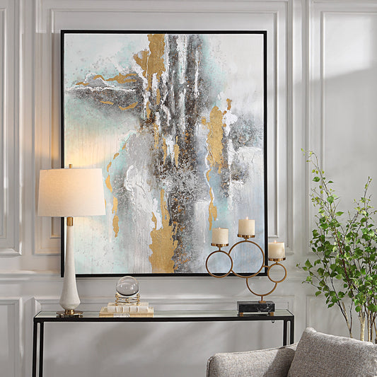 Mountain Mist Hand Painted Canvas by Uttermost in multi and satin black. Made from canvas, pine wood, acrylic, mdf in a modern style.