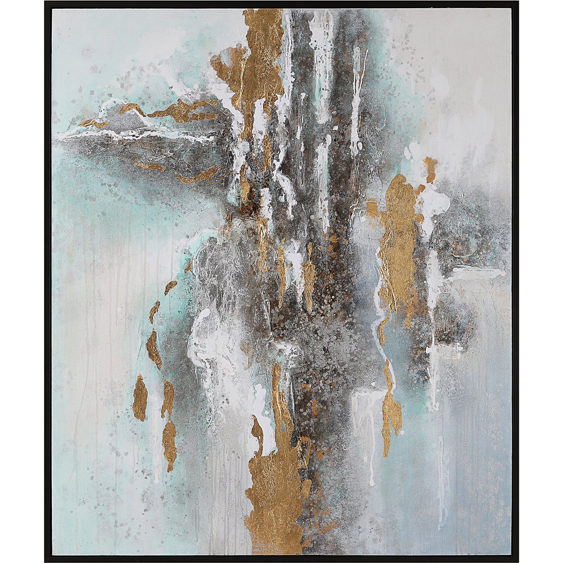 Mountain Mist Hand Painted Canvas by Uttermost in multi and satin black. Made from canvas, pine wood, acrylic, mdf in a modern style.