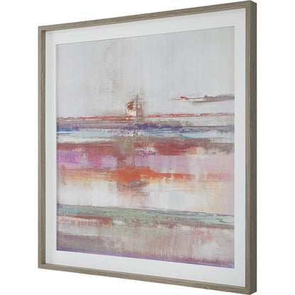 Torrent Framed Print by Uttermost in multi and natural brushed oak. Made from pine, mdf, veneer, linen, paper in a modern style.