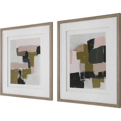 Color Block Framed Prints by Uttermost in multi. Made from pine, glass, mdf, veneer, paper in a modern style.