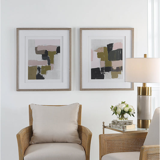 Color Block Framed Prints by Uttermost in multi. Made from pine, glass, mdf, veneer, paper in a modern style.