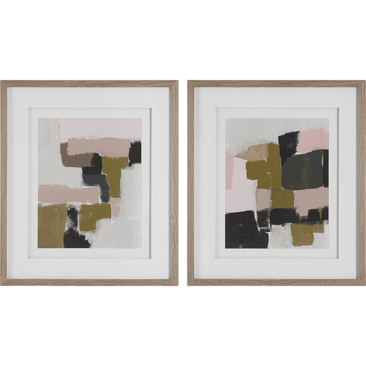 Color Block Framed Prints by Uttermost in multi. Made from pine, glass, mdf, veneer, paper in a modern style.