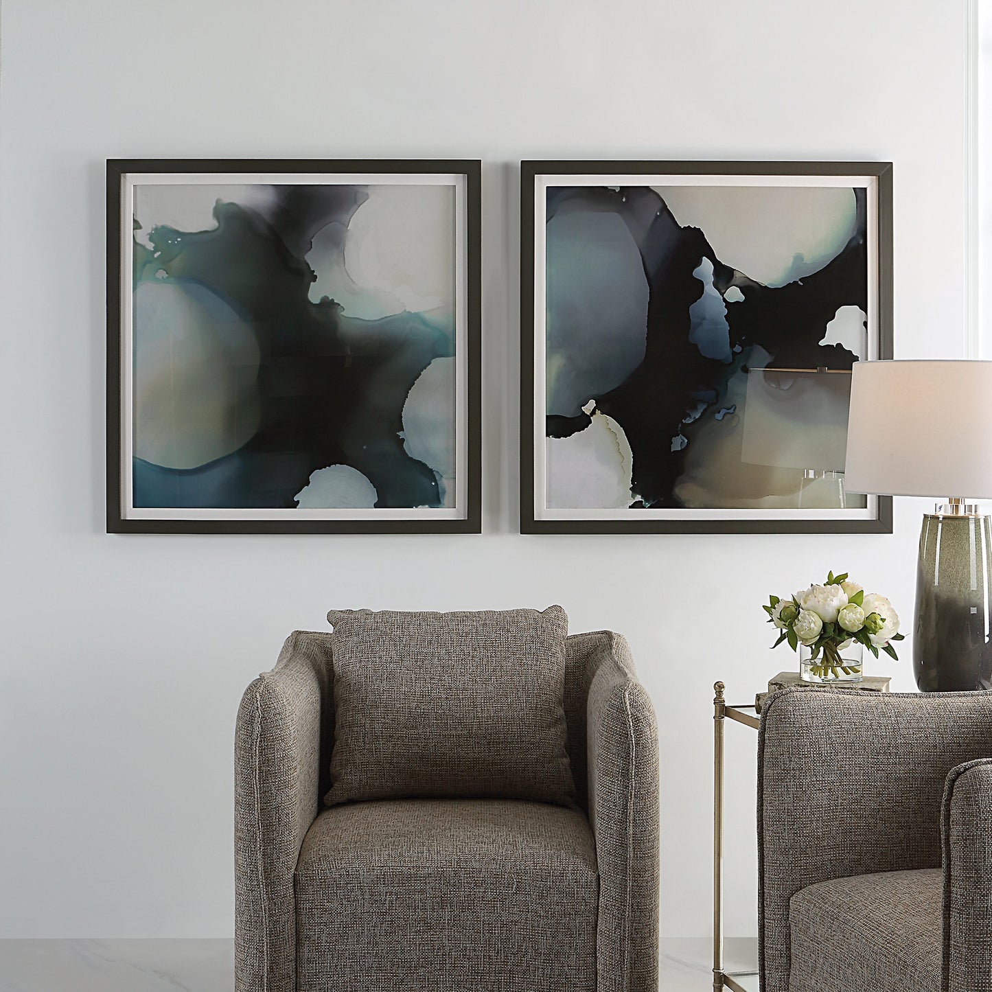 004 SI-1981472 | Lifestyle | Telescopic Framed Prints by Uttermost in multi and dark gunmetal. Made from pine, glass, mdf, paper in a modern style.