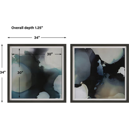 Telescopic Framed Prints by Uttermost in multi and dark gunmetal. Made from pine, glass, mdf, paper in a modern style.