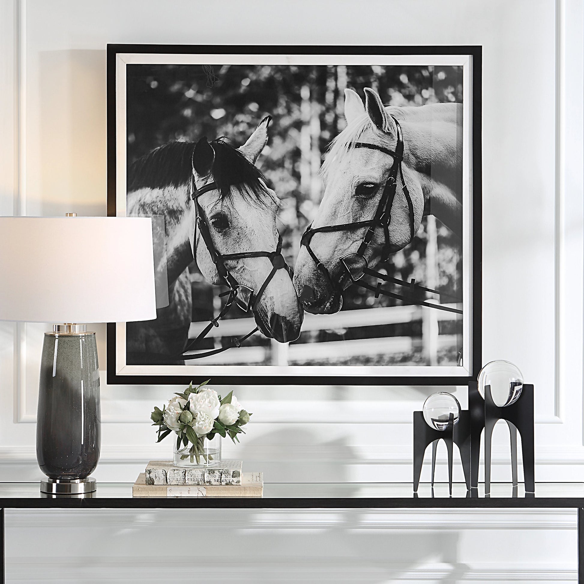 Apple of My Eye Framed Print by Uttermost in black, white. Made from pinewood, glass, mdf, paper, linen in a modern style.