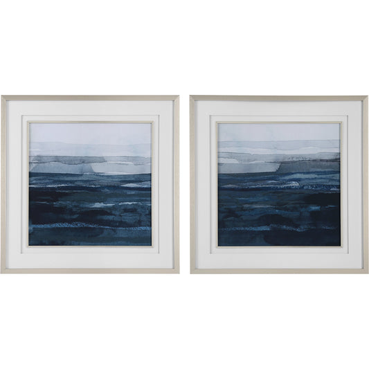 Rising Framed Prints by Uttermost in multi and brushed gold. Made from plastic, glass, mdf, paper in a coastal style.