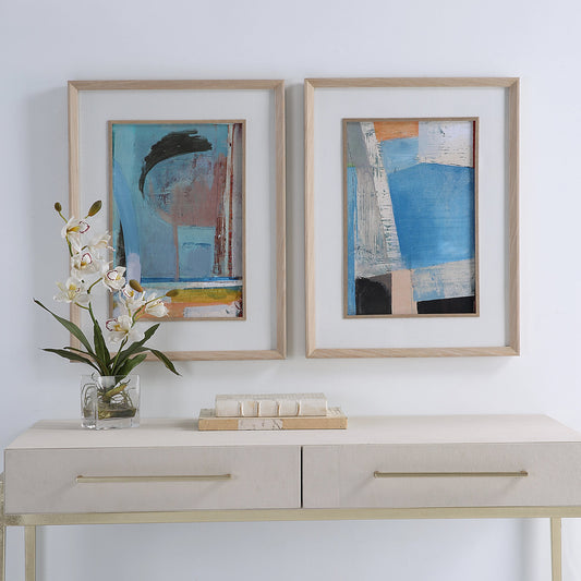 Brilliant Clouds Framed Prints by Uttermost in multi. Made from pine, glass, mdf, paper, linen, veneer in a modern style.
