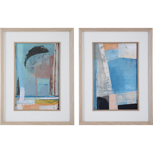 Brilliant Clouds Framed Prints by Uttermost in multi. Made from pine, glass, mdf, paper, linen, veneer in a modern style.