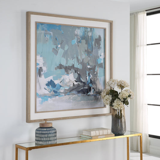 Misty Moonlight Framed Print by Uttermost in multi and natural pine. Made from pine, mdf, veneer, paper in a modern style.