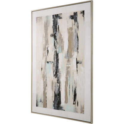 Placidity Hand Painted Canvas by Uttermost in multi and brushed silver. Made from canvas, pine wood, acrylic, plastic in a modern style.