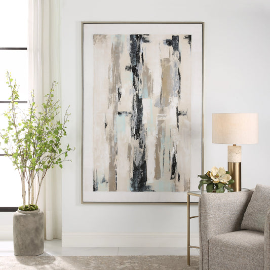 Placidity Hand Painted Canvas by Uttermost in multi and brushed silver. Made from canvas, pine wood, acrylic, plastic in a modern style.