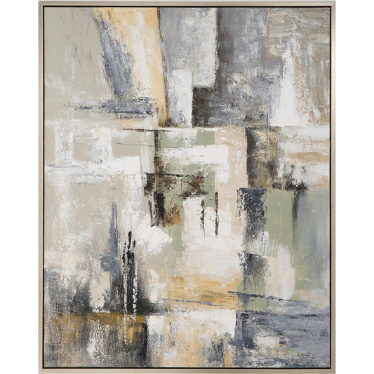 Intuition Hand Painted Art by Uttermost in multi and light pine. Made from canvas, pine wood, acrylic in a modern style.