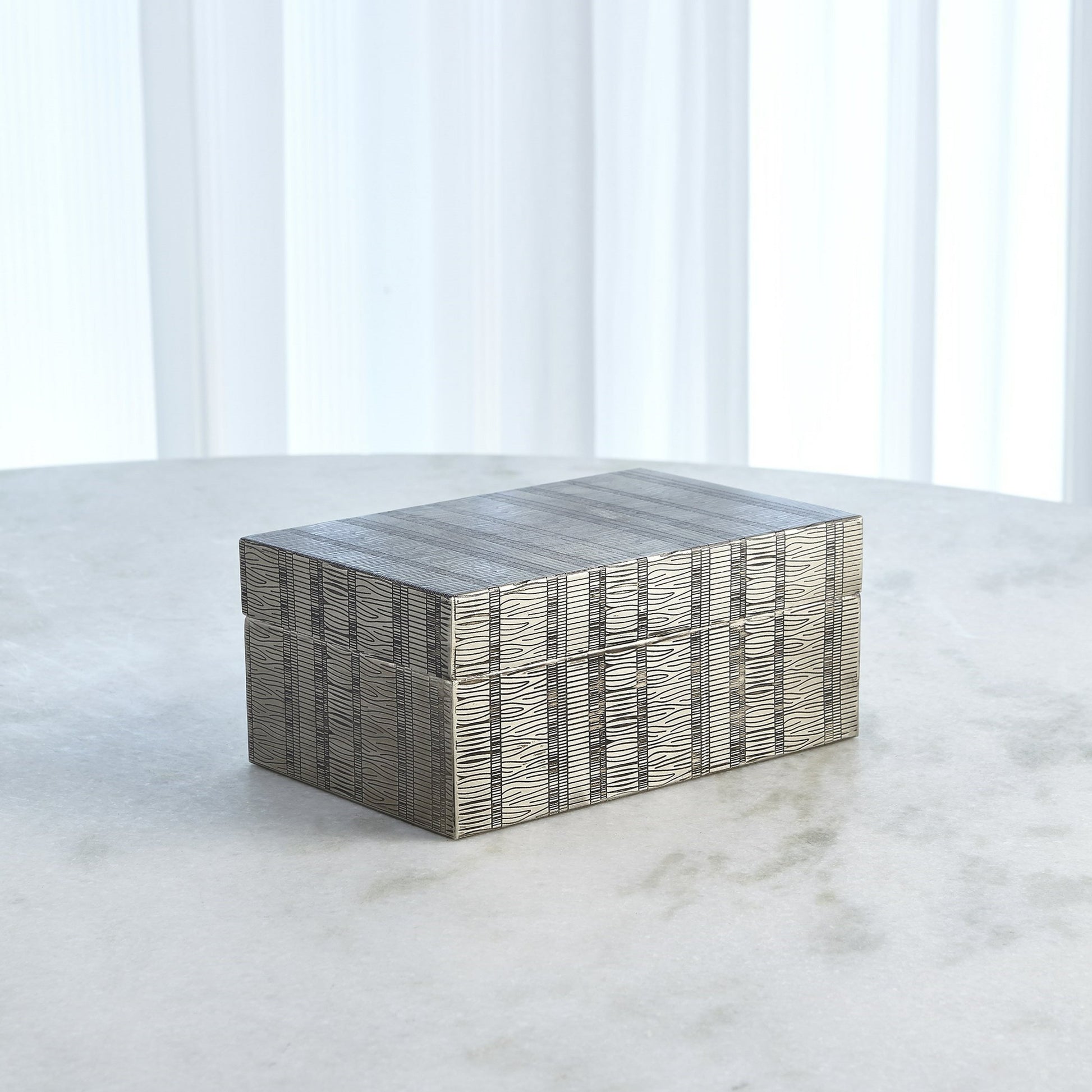 Kokoro Etched Box by Global Views in brass. Made from iron in a eclectic & global style.