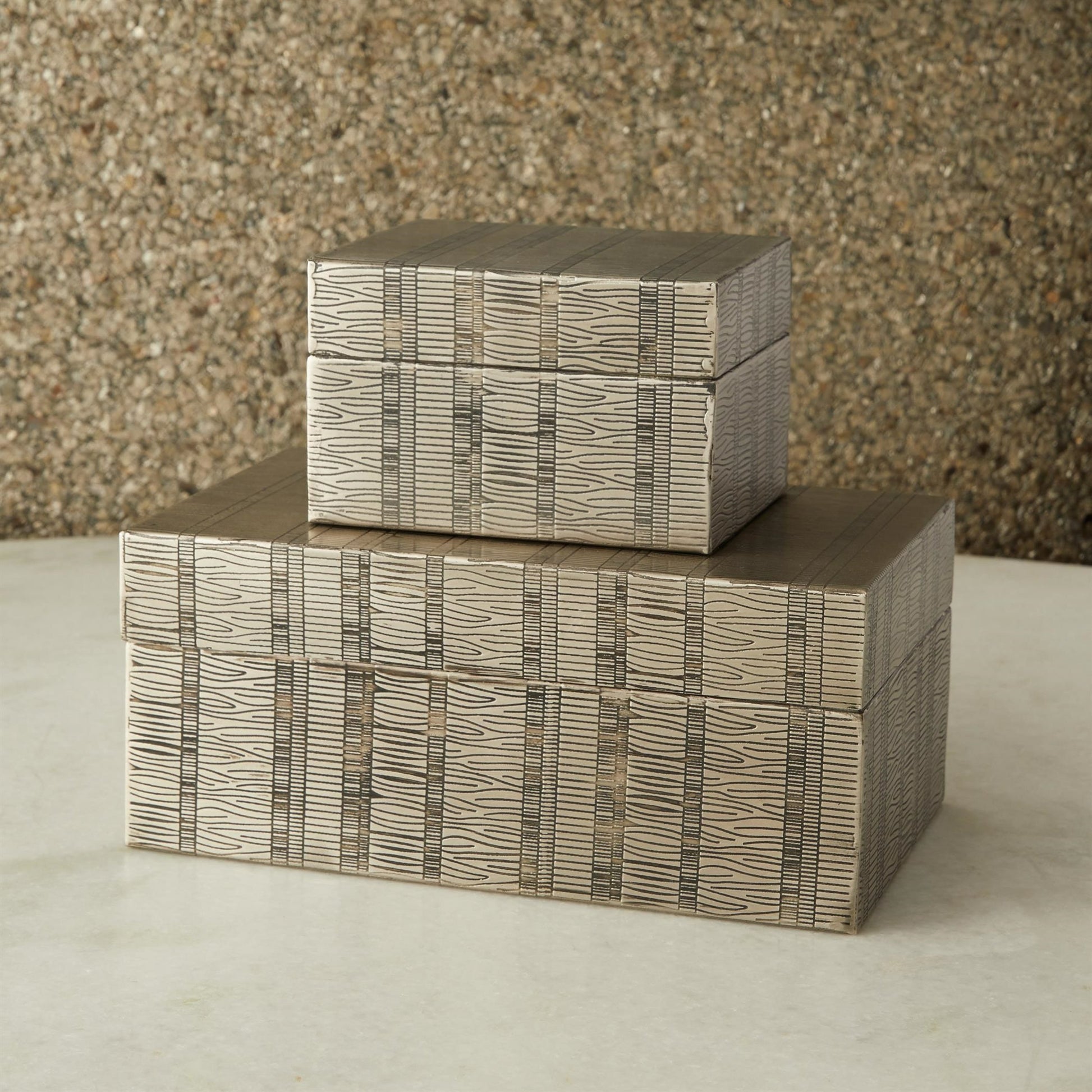 Kokoro Etched Box by Global Views in brass. Made from iron in a eclectic & global style.