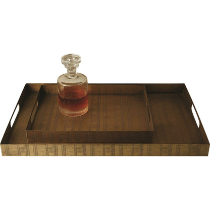 Kokoro Etched Rectangle Tray by Global Views in brass. Made from iron in a eclectic & global style.