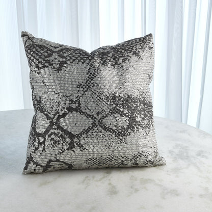 Shimmer Snake Skin Pillow by Global Views in silver and silver. Made from polyester with cotton lining with plastic decor in a modern style.