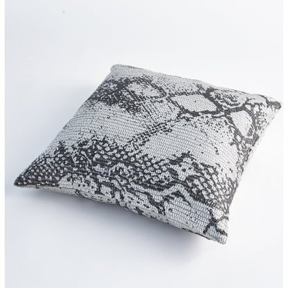 Shimmer Snake Skin Pillow by Global Views in silver and silver. Made from polyester with cotton lining with plastic decor in a modern style.
