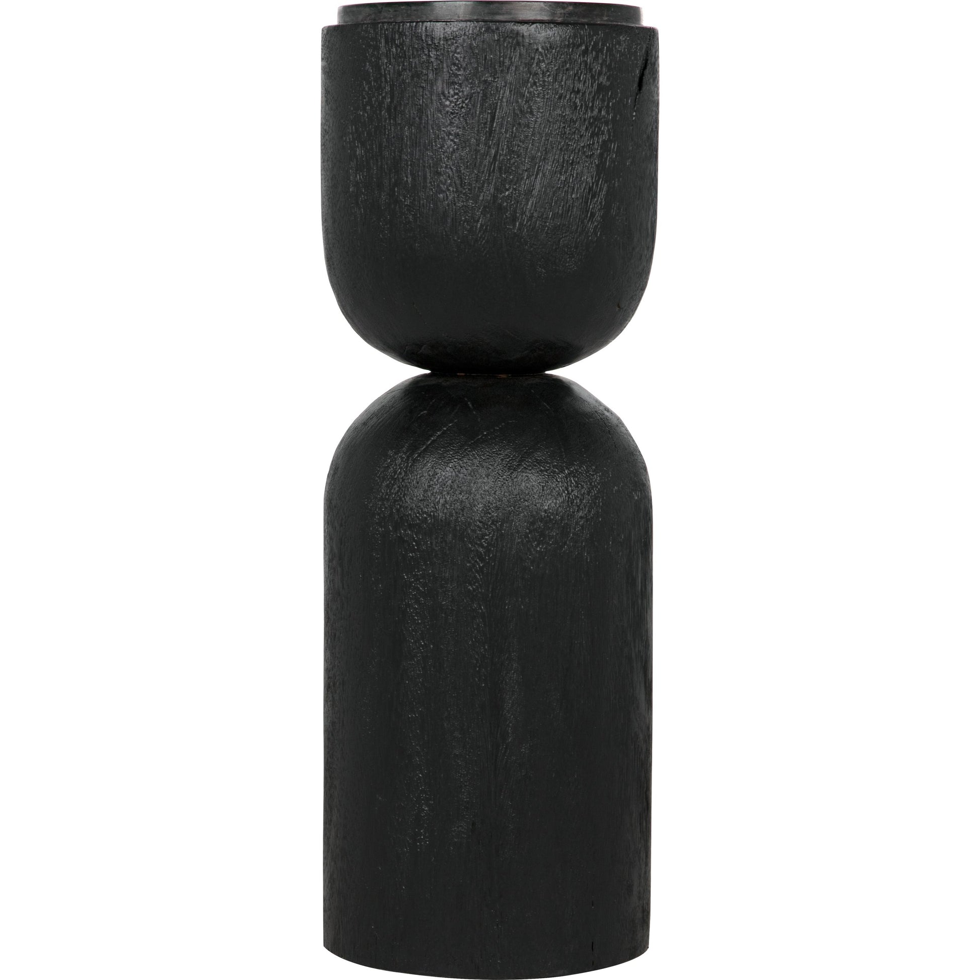 Kudoro Side Table by Noir in burnt black. Made from munggur and marble in a modern style.