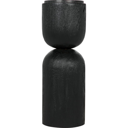Kudoro Side Table by Noir in burnt black. Made from munggur and marble in a modern style.