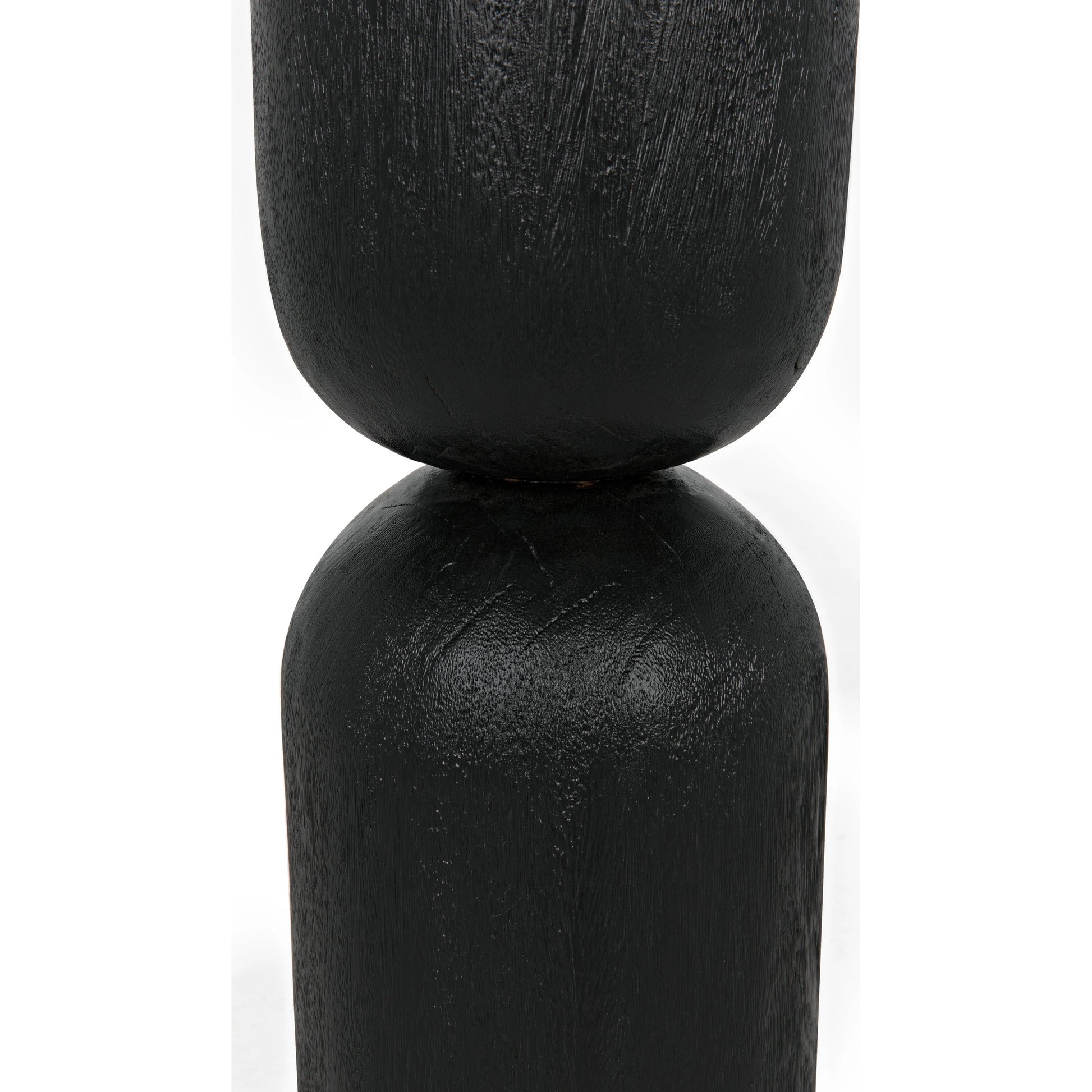 Kudoro Side Table by Noir in burnt black. Made from munggur and marble in a modern style.