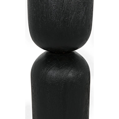 Kudoro Side Table by Noir in burnt black. Made from munggur and marble in a modern style.