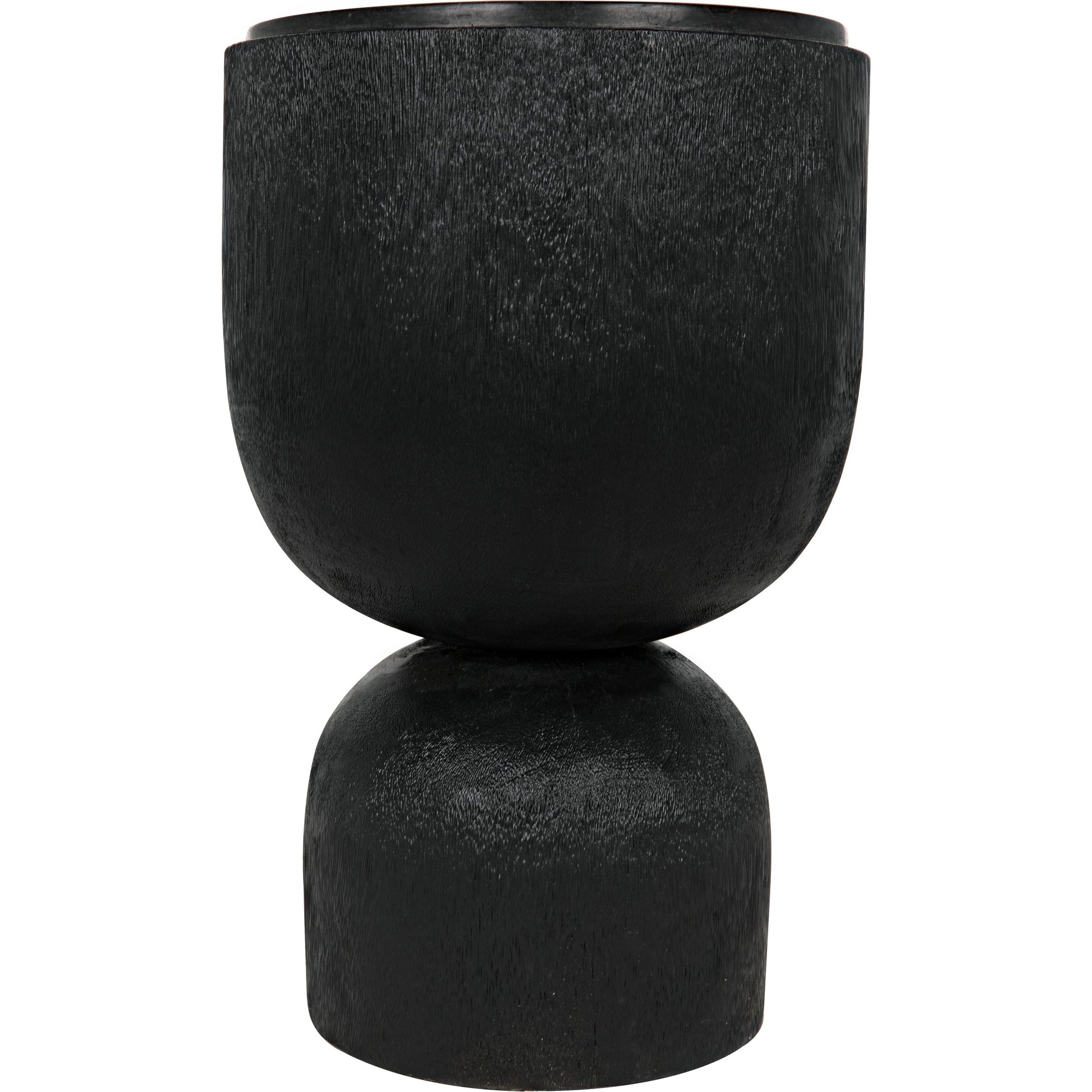 Kudoro Side Table by Noir in burnt black. Made from munggur and marble in a modern style.