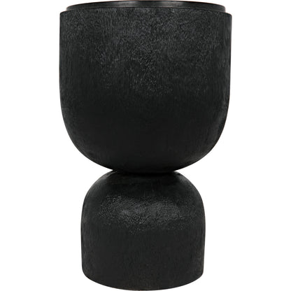 Kudoro Side Table by Noir in burnt black. Made from munggur and marble in a modern style.