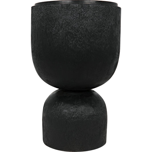 Kudoro Side Table by Noir in burnt black. Made from munggur and marble in a modern style.