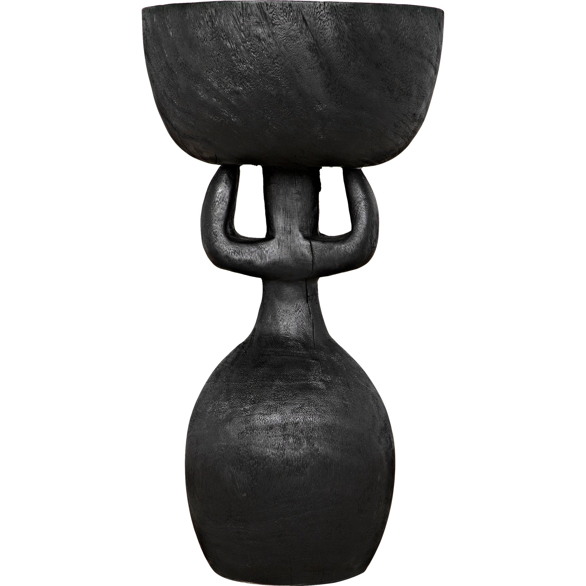 Achebe Side Table by Noir in burnt black. Made from munggur in a modern style.