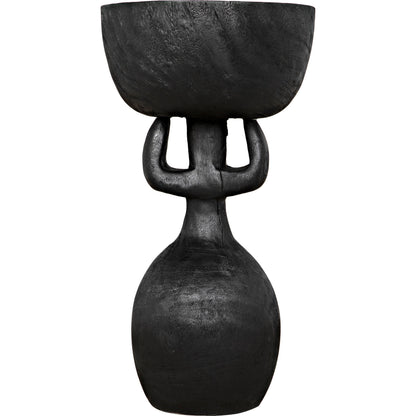 Achebe Side Table by Noir in burnt black. Made from munggur in a modern style.