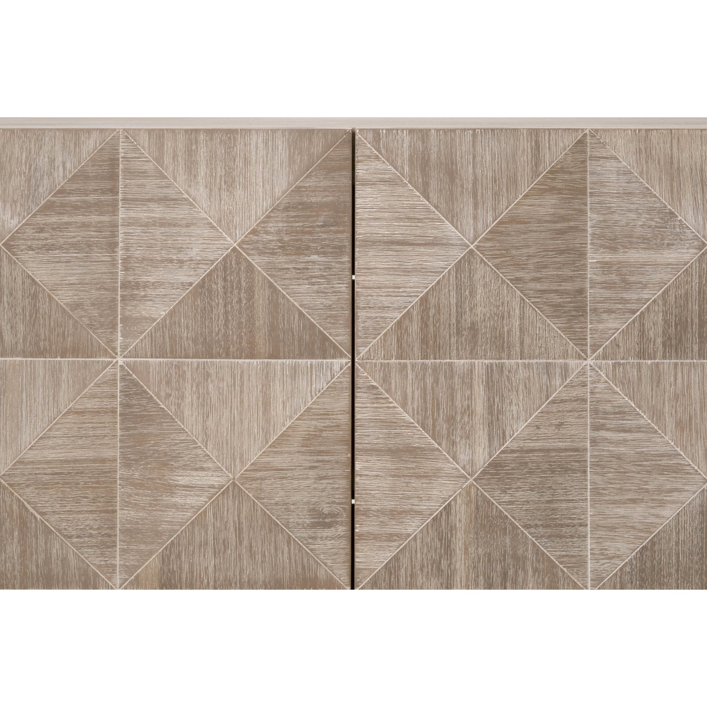 007 SR-387036 | Closeup | Atlas Media Sideboard by Essentials For Living in natural gray, brushed stainless steel. Made from solid acacia, acacia veneer, stainless steel in a modern style.