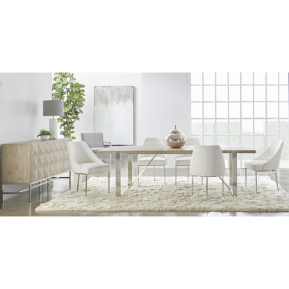 Atlas Media Sideboard by Essentials For Living in natural gray, brushed stainless steel. Made from solid acacia, acacia veneer, stainless steel in a modern style.