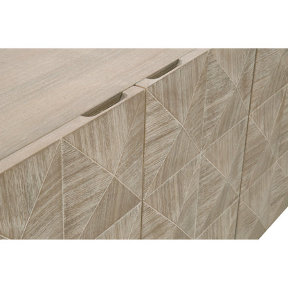Atlas Media Sideboard by Essentials For Living in natural gray, brushed stainless steel. Made from solid acacia, acacia veneer, stainless steel in a modern style.