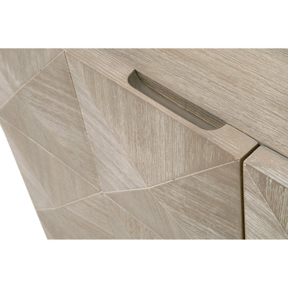 Atlas Media Sideboard by Essentials For Living in natural gray, brushed stainless steel. Made from solid acacia, acacia veneer, stainless steel in a modern style.