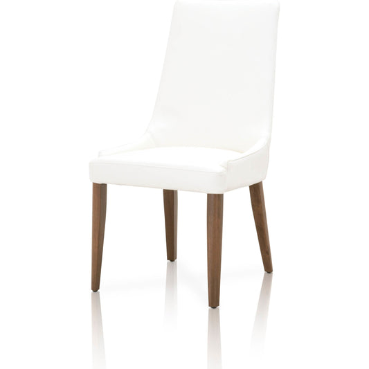 Aurora Dining Chair (Set of 2) by Essentials For Living in alabaster leather, walnut. Made from wood, top grain leather, webbing, foam in a modern style.