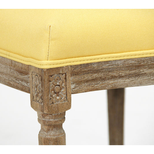 Medallion Tufted Linen Side Chair by Zentique in limed gray oak. Made from limed grey oak in a traditional style.