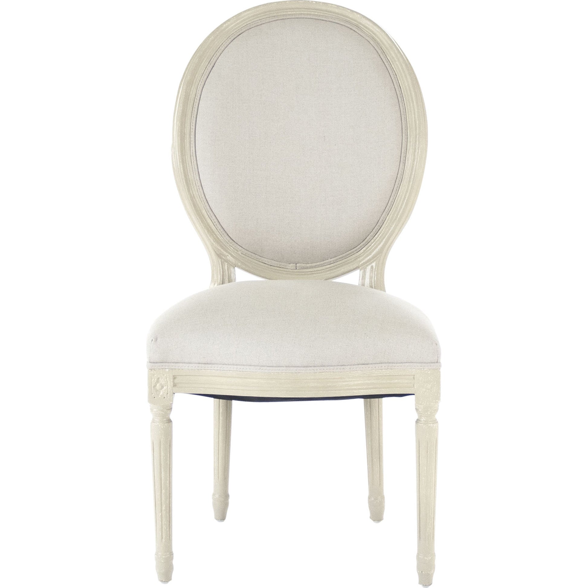 Louis Chair by Zentique in natural linen and gray oak. Made from grey birch in a traditional style.