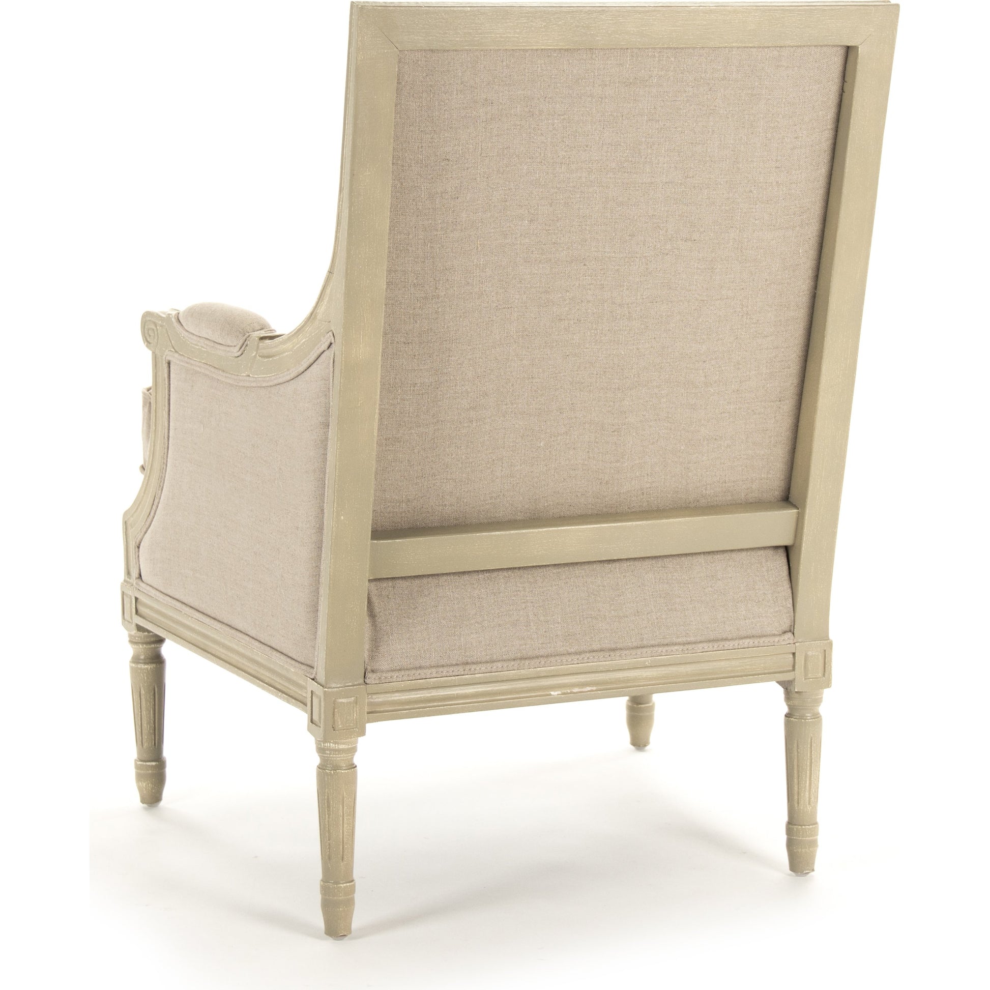 Louis Chair by Zentique in natural linen and gray oak. Made from grey birch in a traditional style.