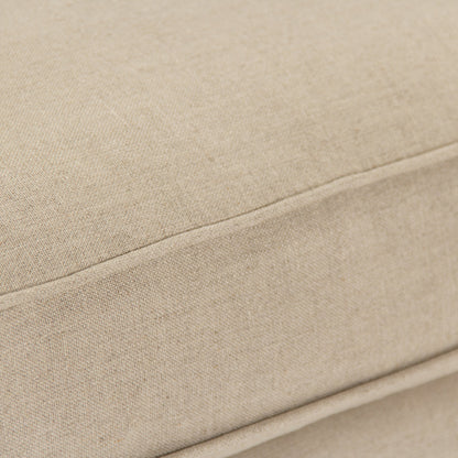 Louis Chair by Zentique in natural linen and gray oak. Made from grey birch in a traditional style.