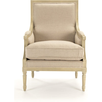 Louis Chair by Zentique in natural linen and gray oak. Made from grey birch in a traditional style.