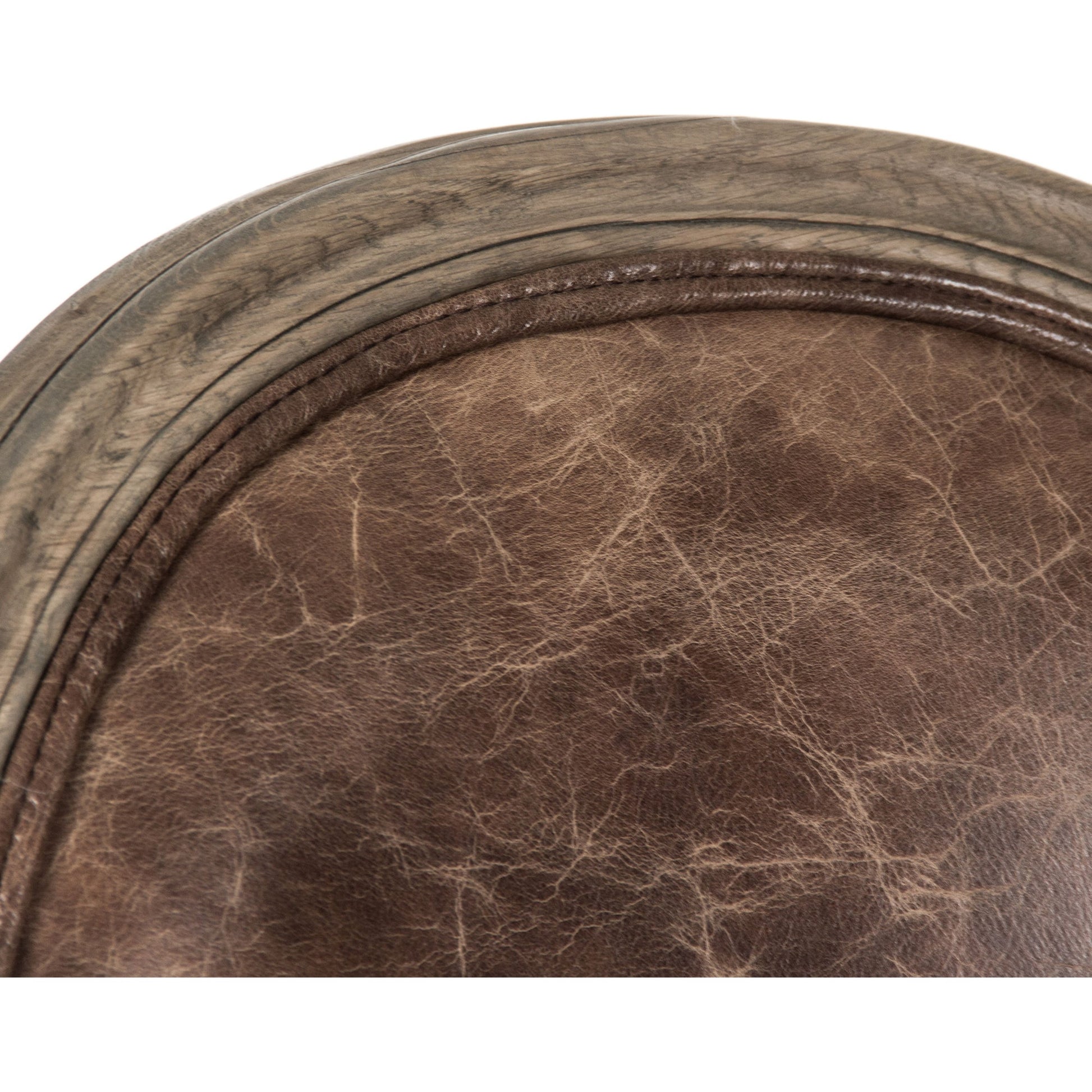 Medallion Leather Arm Chair by Zentique in top grain brown leather, jute and reclaimed oak. Made from reclaimed oak in a traditional style.