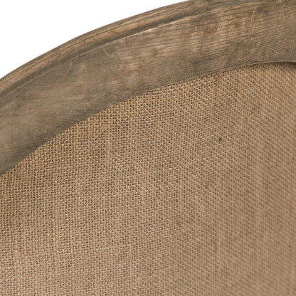 Medallion Leather Arm Chair by Zentique in top grain brown leather, jute and reclaimed oak. Made from reclaimed oak in a traditional style.