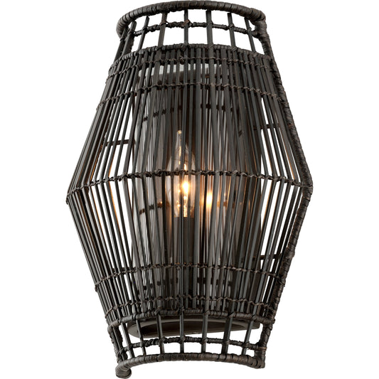 Hunters Point Wall Sconce by Troy in espresso. Made from hand-worked iron in a eclectic & global style.