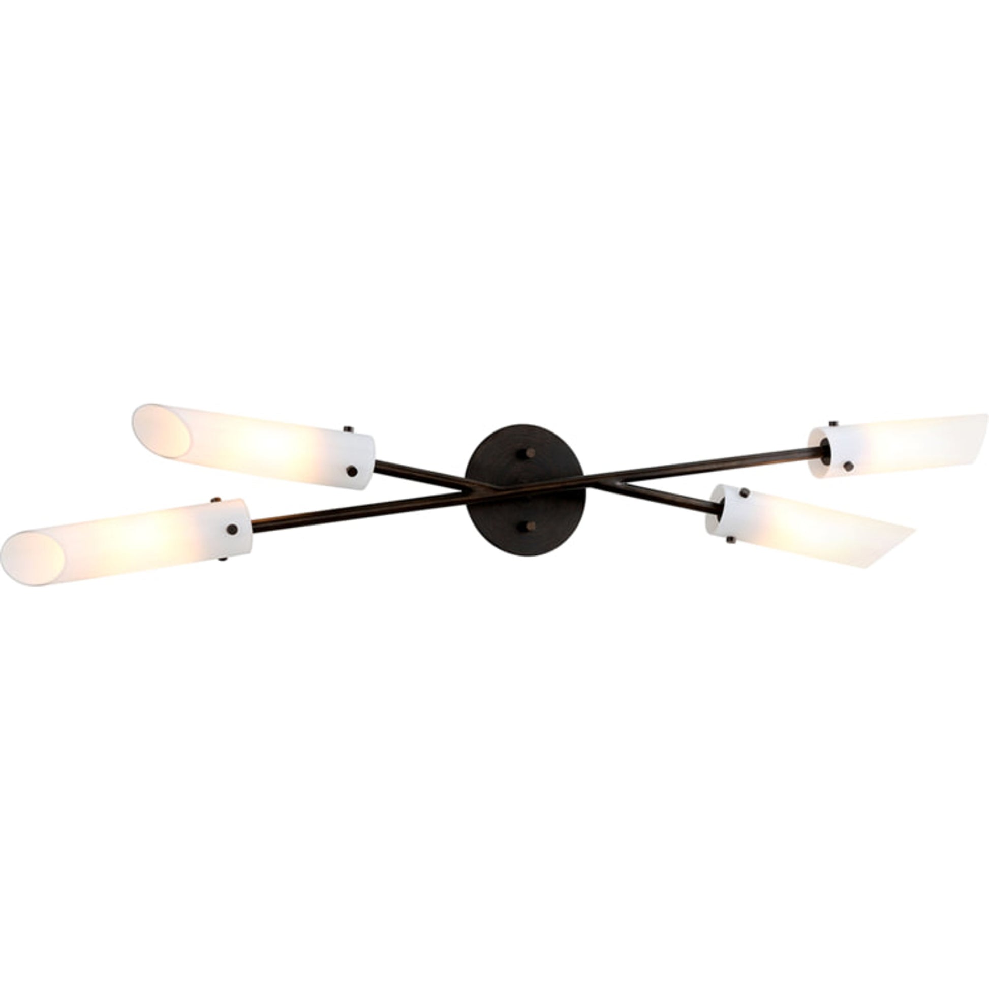 High Line 4 Light Wall Sconce by Troy in dark bronze. Made from hand worked iron in a modern style.